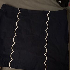 Crown & Ivy Navy Pencil Skirt with Scalloped Trim